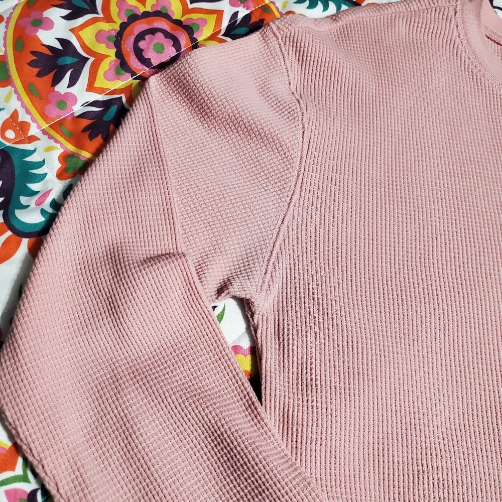 Pink Long Sleeve Ribbed Top - Picture 4 of 5